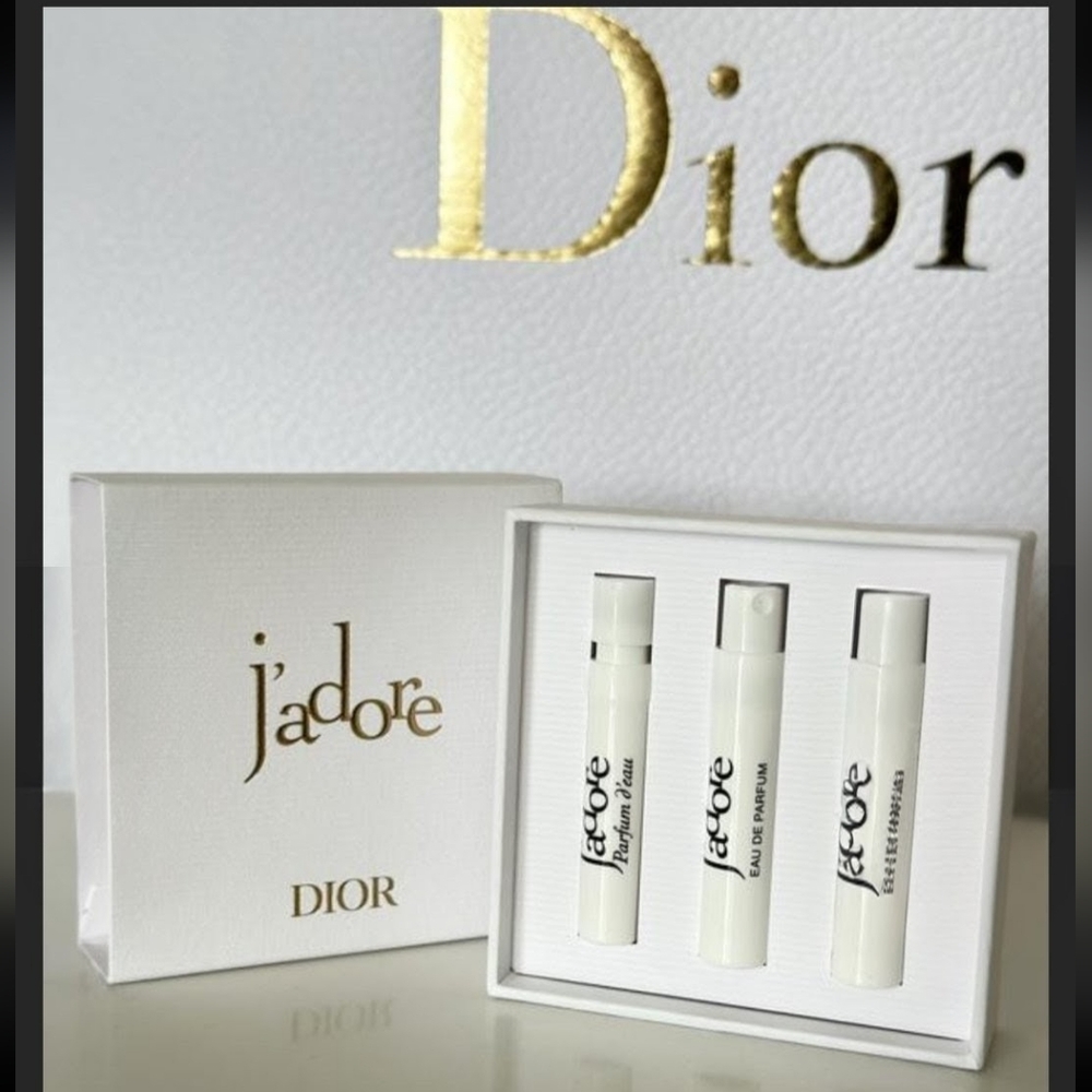 NIB Dior J'Adore Parfum D'Eau Eau de Parfum 3 Mini/Sampler Spray Novelty In Box